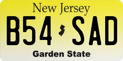 NJ license plate B54SAD