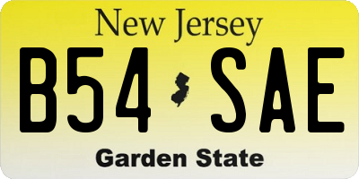 NJ license plate B54SAE