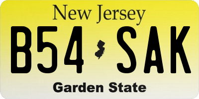 NJ license plate B54SAK