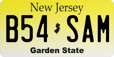 NJ license plate B54SAM