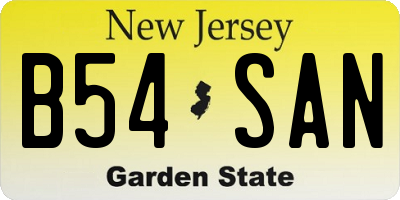 NJ license plate B54SAN