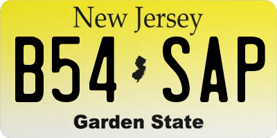 NJ license plate B54SAP