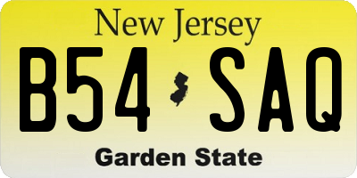 NJ license plate B54SAQ