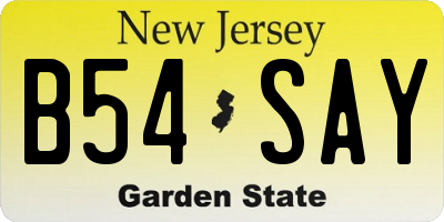 NJ license plate B54SAY