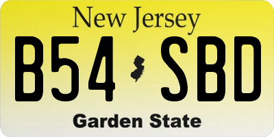 NJ license plate B54SBD