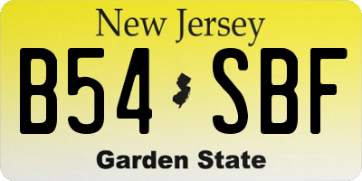 NJ license plate B54SBF