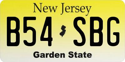 NJ license plate B54SBG