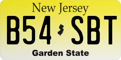 NJ license plate B54SBT