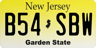 NJ license plate B54SBW