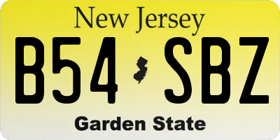 NJ license plate B54SBZ