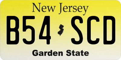 NJ license plate B54SCD
