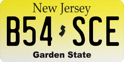 NJ license plate B54SCE