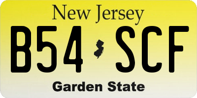 NJ license plate B54SCF