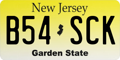 NJ license plate B54SCK