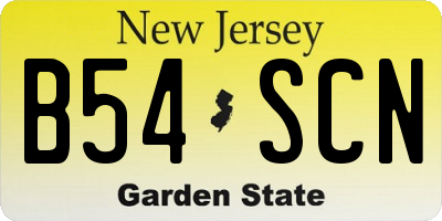 NJ license plate B54SCN
