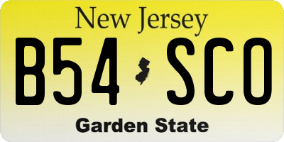 NJ license plate B54SCO