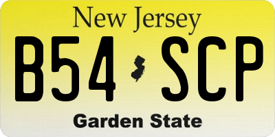 NJ license plate B54SCP