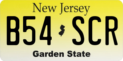 NJ license plate B54SCR