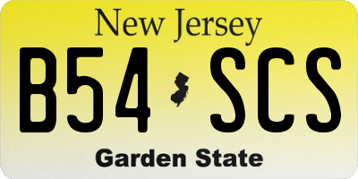 NJ license plate B54SCS