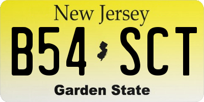 NJ license plate B54SCT