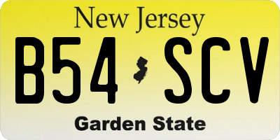 NJ license plate B54SCV
