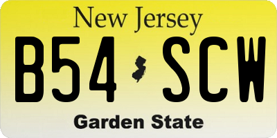 NJ license plate B54SCW