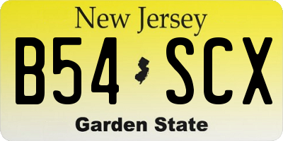 NJ license plate B54SCX