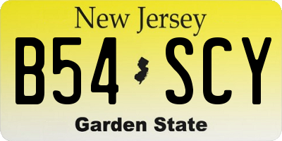 NJ license plate B54SCY