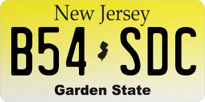NJ license plate B54SDC