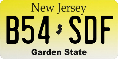NJ license plate B54SDF