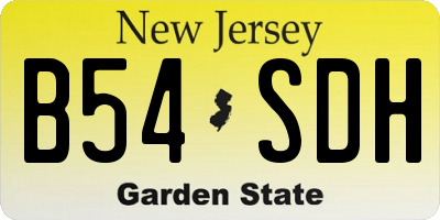 NJ license plate B54SDH