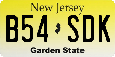 NJ license plate B54SDK