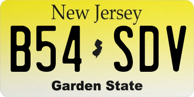 NJ license plate B54SDV