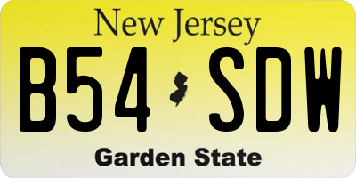 NJ license plate B54SDW