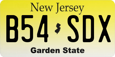 NJ license plate B54SDX