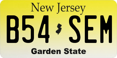 NJ license plate B54SEM