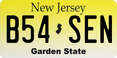 NJ license plate B54SEN