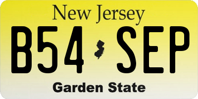 NJ license plate B54SEP