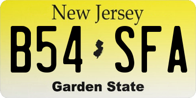NJ license plate B54SFA