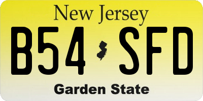 NJ license plate B54SFD