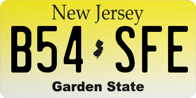 NJ license plate B54SFE