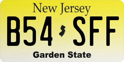 NJ license plate B54SFF