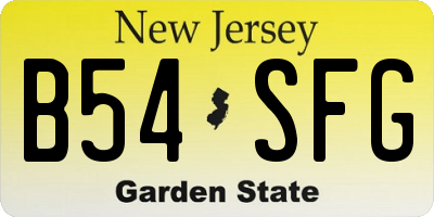 NJ license plate B54SFG