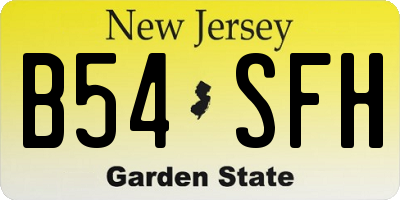 NJ license plate B54SFH