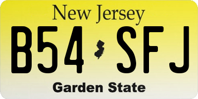 NJ license plate B54SFJ