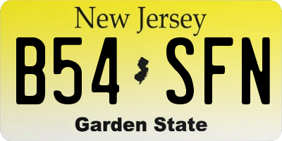 NJ license plate B54SFN