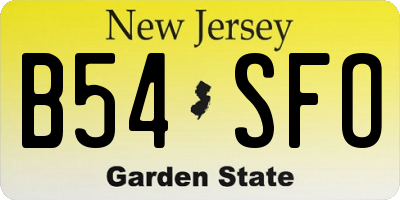 NJ license plate B54SFO