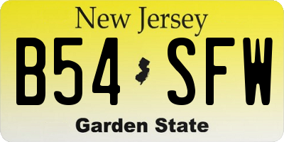 NJ license plate B54SFW