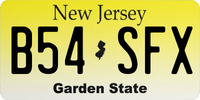 NJ license plate B54SFX