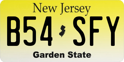 NJ license plate B54SFY
